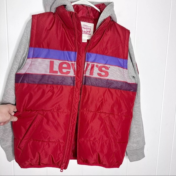NEW Levi’s BOYS Puffer Vest Hoodie Jacket - Picture 1 of 10